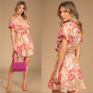 Free People Freddy Tie Mini Dress in fruit punch combo Size Medium NWT
